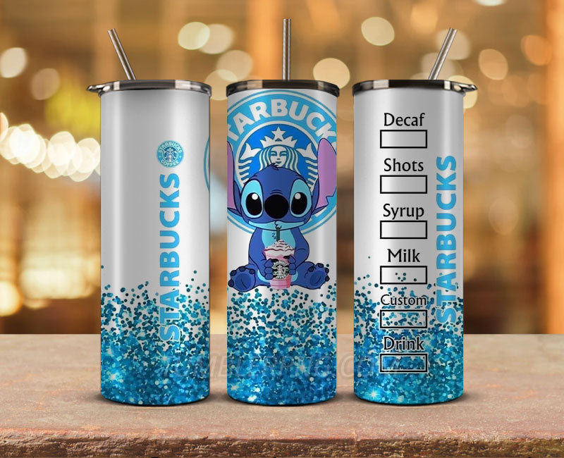 Stitch Starbucks 20oz Tumbler Png,20 oz Skinny Tumbler Wraps, Stitch Tumbler Wrap 15