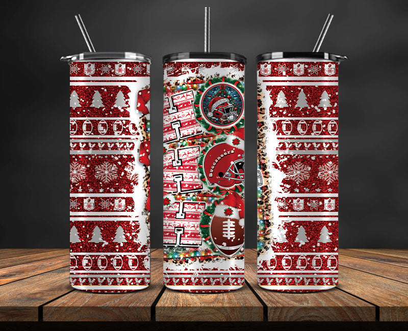 Tampa Bay Buccaneers Christmas Ho Ho Ho Tumbler Wrap, NFL Patterns Christmas Png 16