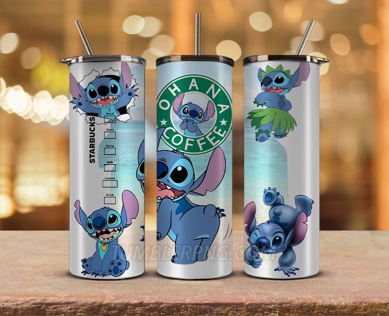 Stitch Starbucks 20oz Tumbler Png,20 oz Skinny Tumbler Wraps, Stitch Tumbler Wrap 01