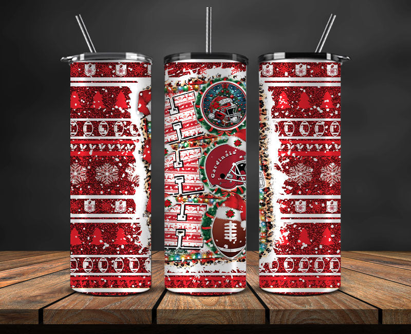 Arizona Cardinals Christmas Ho Ho Ho Tumbler Wrap, NFL Patterns Christmas Png 02