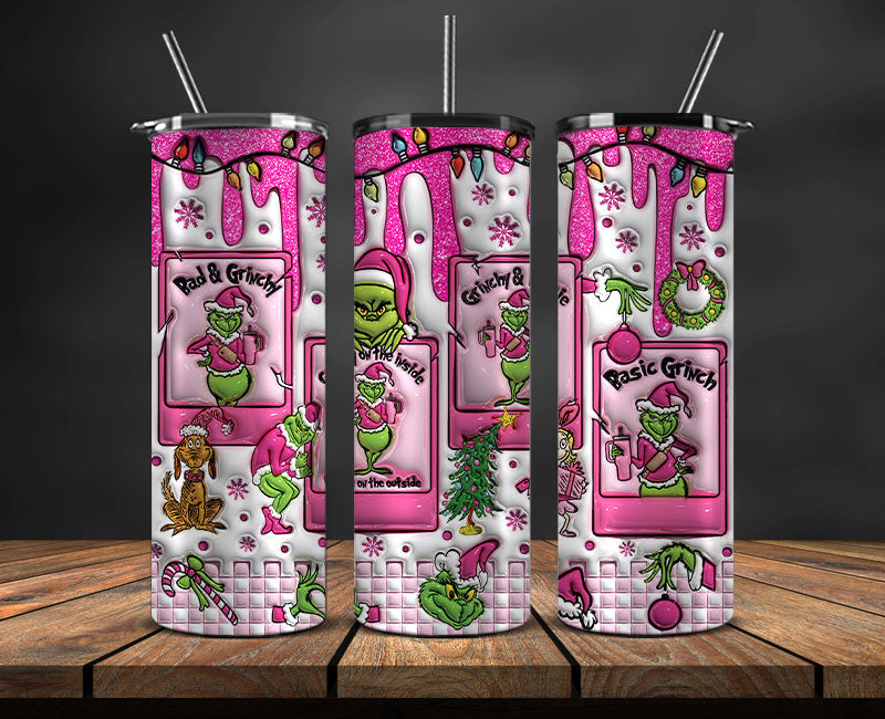 Christmas 20oz Tumbler Wrap PNG, Christmas 3D Inflated Puffy Png 330