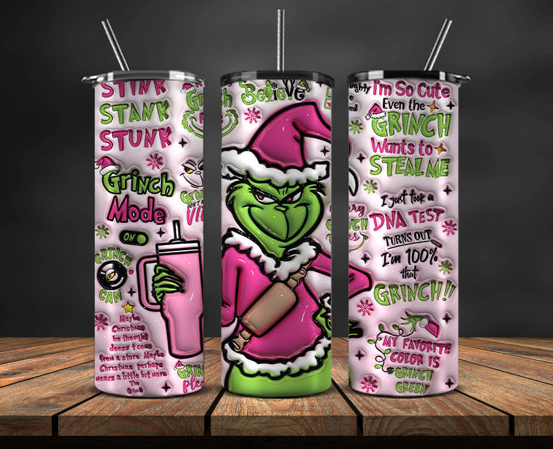 Christmas 20oz Tumbler Wrap PNG, Christmas 3D Inflated Puffy Png 331