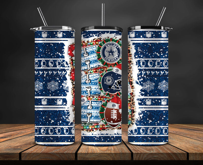 Dallas Cowboys Christmas Ho Ho Ho Tumbler Wrap, NFL Patterns Christmas Png 38