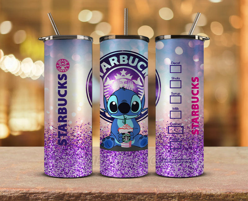 Stitch Starbucks 20oz Tumbler Png,20 oz Skinny Tumbler Wraps, Stitch Tumbler Wrap 05