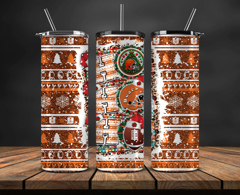 Chicago Bears Christmas Ho Ho Ho Tumbler Wrap, NFL Patterns Christmas Png 05