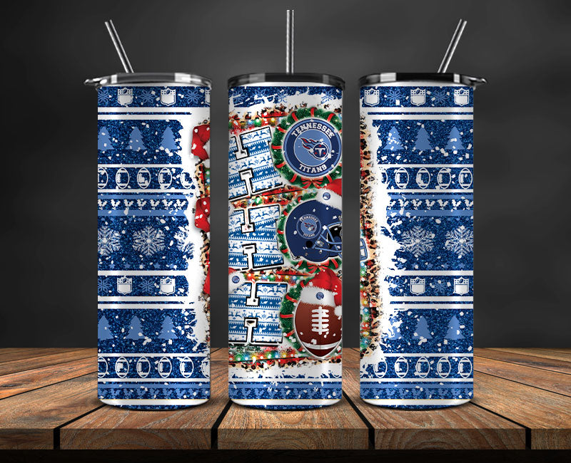 Tennessee Titans Christmas Ho Ho Ho Tumbler Wrap, NFL Patterns Christmas Png 63