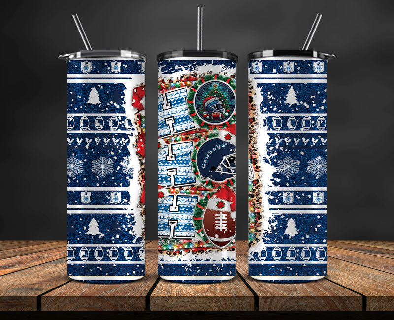 Dallas Cowboys Christmas Ho Ho Ho Tumbler Wrap, NFL Patterns Christmas Png 06