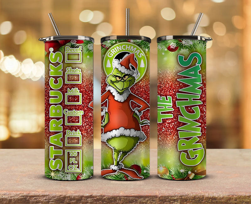 Christmas Grinchmas Pattern Green Tumbler The Grinch Who Stole
