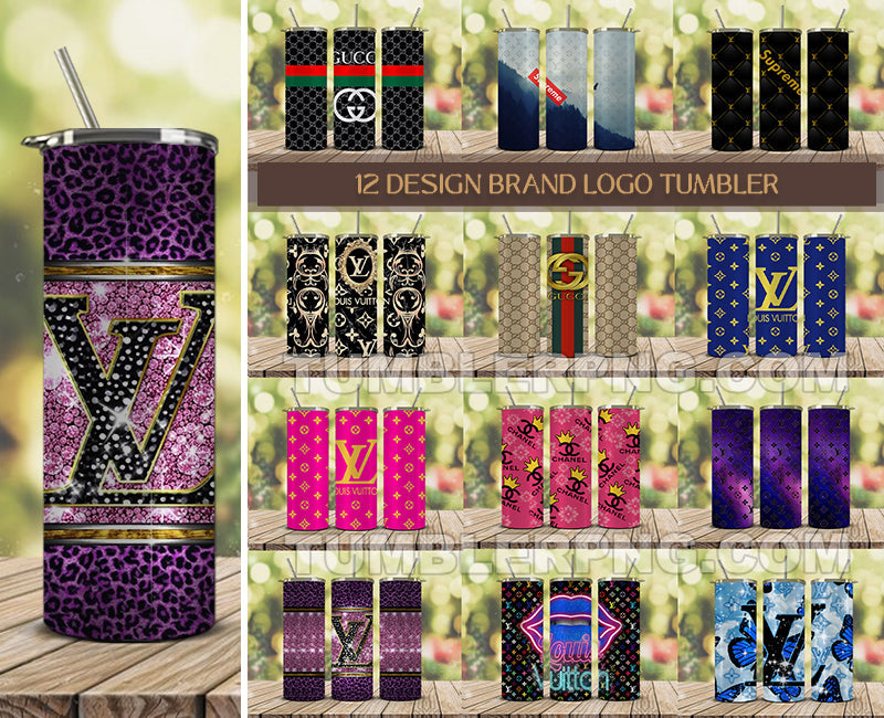 Tumbler Wraps 20 oz, Fashion Luxury Logo Tumbler Wrap Png Bundle, Logo Brand Tumbler , Logo Fashion , Skinny 20oz Sublimation , Tumbler Wrap Bundle Designs 09 Tumblerpng