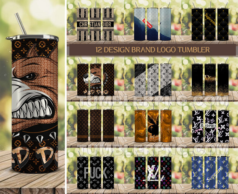 Tumbler Wraps 20 oz, Fashion Luxury Logo Tumbler Wrap Png Bundle, Logo Brand Tumbler , Logo Fashion , Skinny 20oz Sublimation , Tumbler Wrap Bundle Designs 08 Tumblerpng