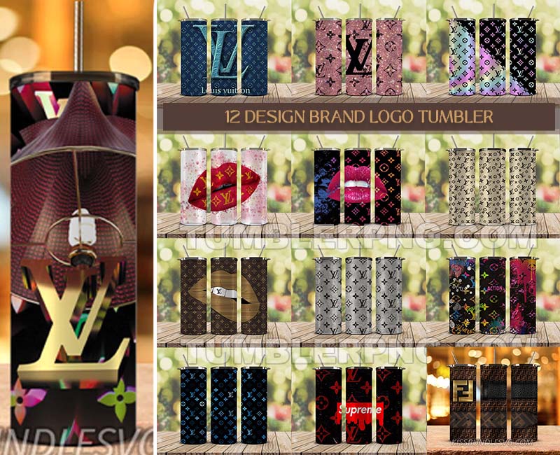 Tumbler Wraps 20 oz, Fashion Luxury Logo Tumbler Wrap Png Bundle, Logo Brand Tumbler , Logo Fashion , Skinny 20oz Sublimation , Tumbler Wrap Bundle Designs 01 Tumblerpng