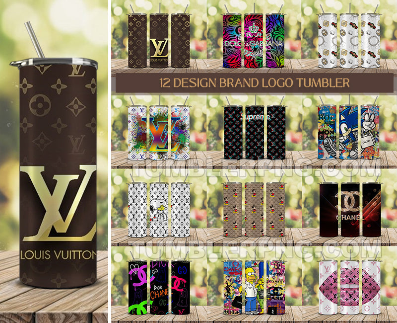 Tumbler Wraps 20 oz, Fashion Luxury Logo Tumbler Wrap Png Bundle, Logo Brand Tumbler , Logo Fashion , Skinny 20oz Sublimation , Tumbler Wrap Bundle Designs 07 Tumblerpng