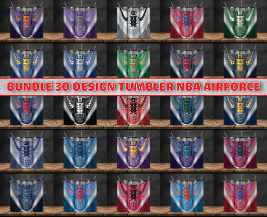 Bundle 30 Design Tumbler NBA Air Force, NBA Sneaker Tumbler Wrap, Bundle Sport Tumbler 109