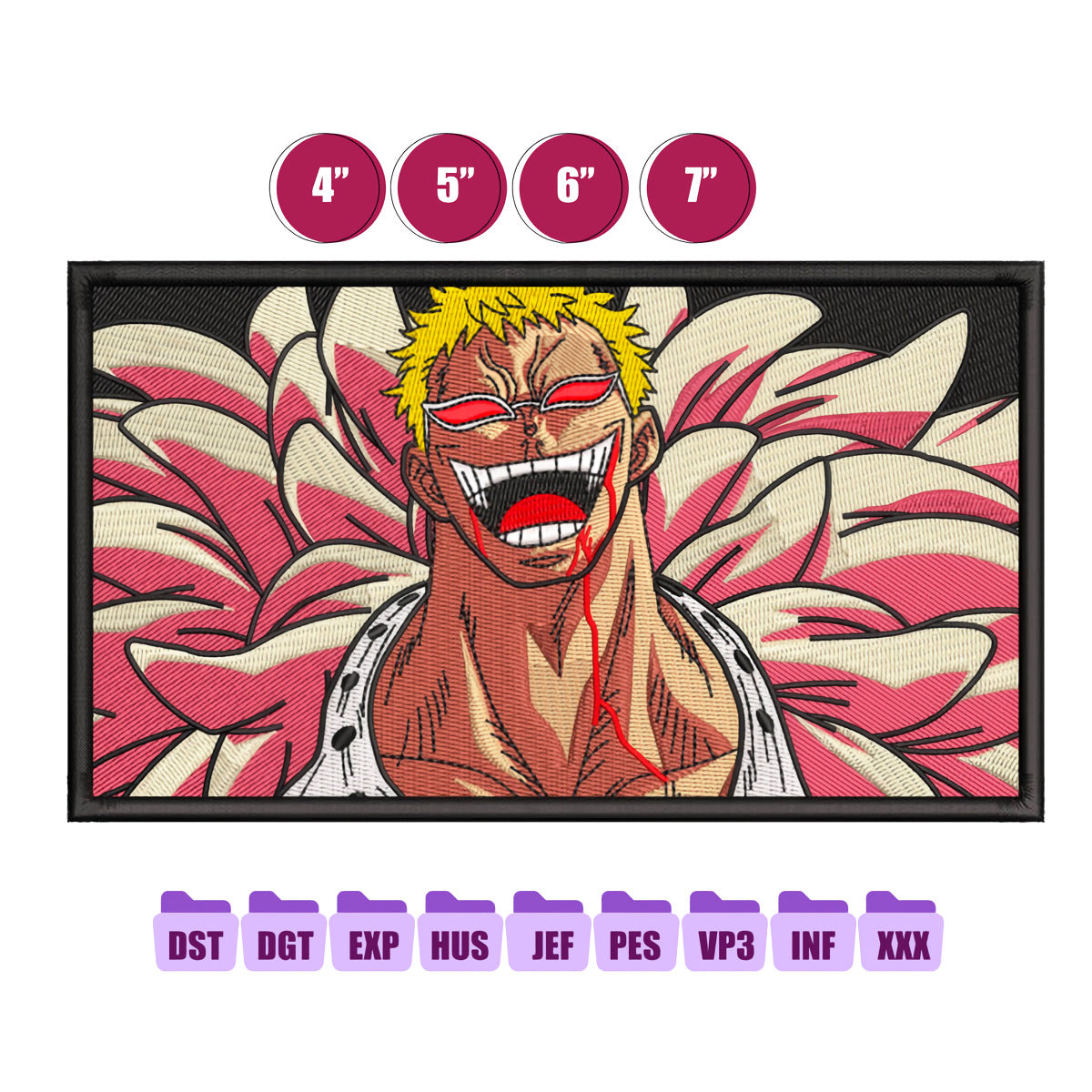 Doflamingo Anime Embroidery Design, One Piece Embroidery 10