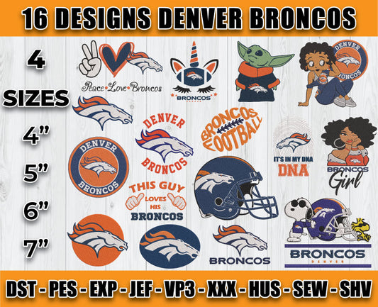 Denver Broncos Football Logo Embroidery Bundle, Bundle NFL Logo Embroidery
