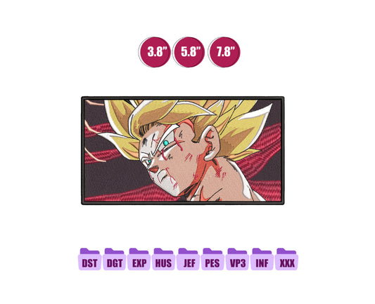 Goku Anime Embroidery Design, Anime Machine Embroidery Design 112