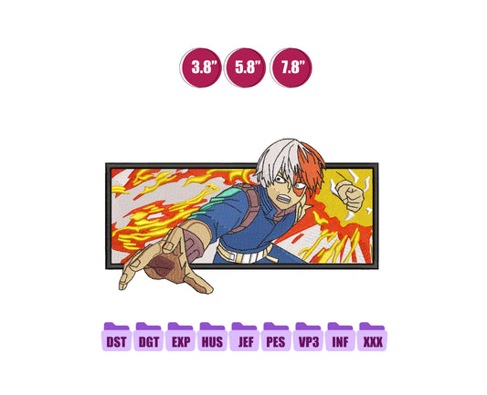 Shoto Fire Anime Embroidery Design, Anime Machine Embroidery Design 115
