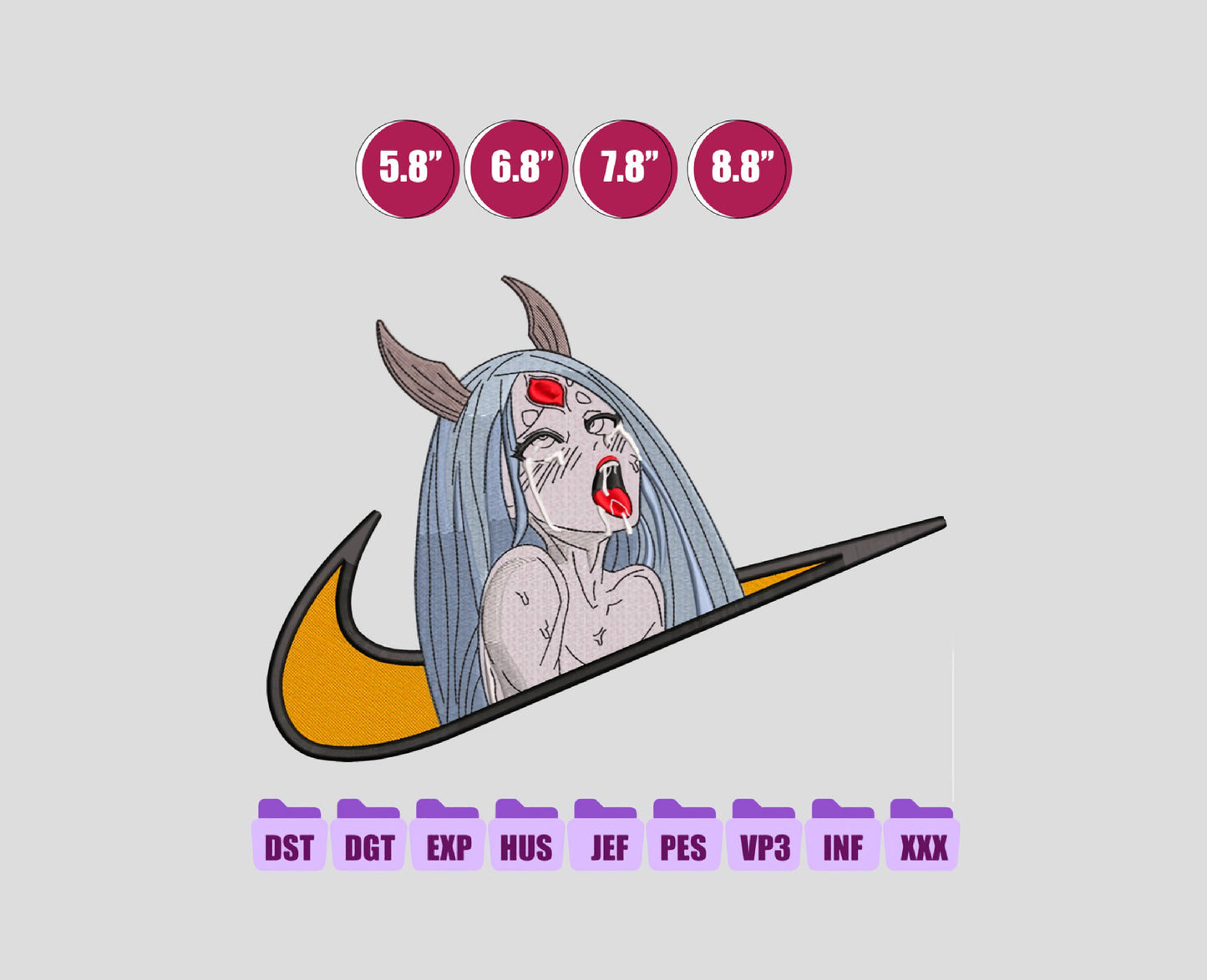SWOOSH KAGUYA Anime Embroidery Design, Ni ke Anime Embroidery Designs 116