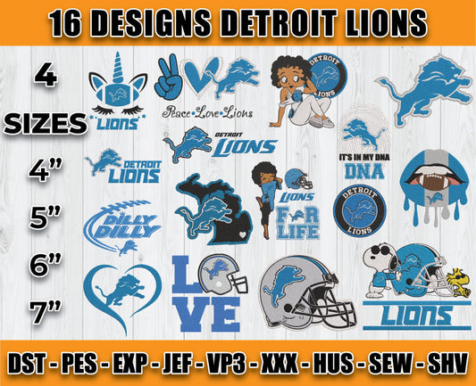 Detroit Lions Football Logo Embroidery Bundle, Bundle NFL Logo Embroidery