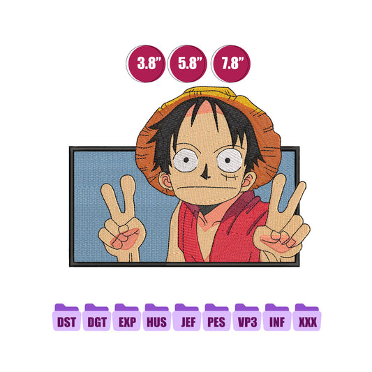 Luffy Funny Anime Embroidery Design, One Piece Embroidery 11