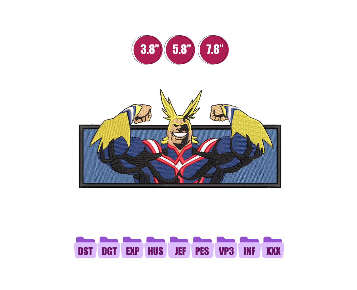 All Might Anime Embroidery Design, Anime Machine Embroidery Design 121