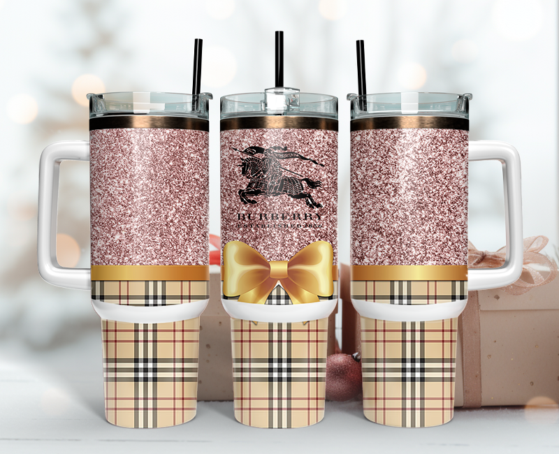 Burberry Tumbler Wrap 40oz, Logo Fashion Tumbler Wrap 40oz, Tumbler 40oz Png 123