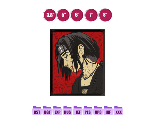 Uchiha Itachi Anime Embroidery Design, Anime Machine Embroidery Design 127