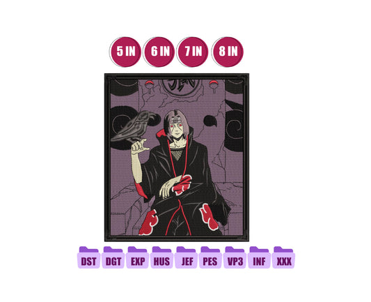 Uchiha Itachi Anime Embroidery Design, Anime Machine Embroidery Design 128
