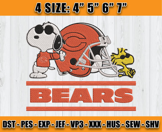 Bears Embroidery, Snoopy Embroidery, NFL Machine Embroidery Digital 130