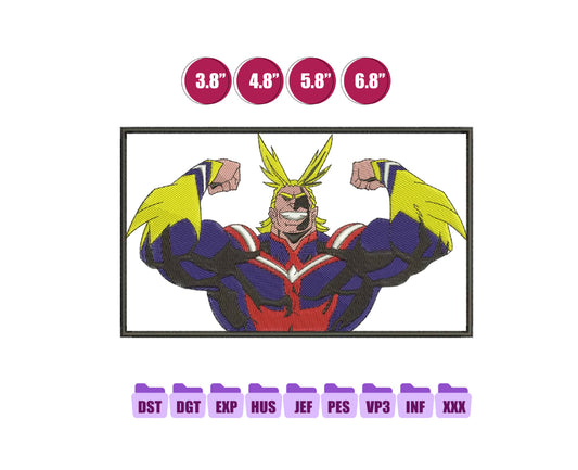 All Might Anime Embroidery Design, Anime Machine Embroidery Design 134