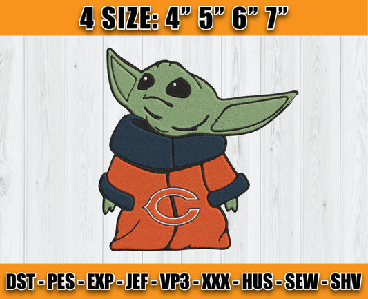 Bears Embroidery, Baby Yoda Embroidery, NFL Machine Embroidery Digital 134