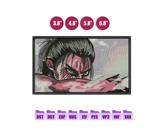 Attack on titan Anime Embroidery Design, Anime Machine Embroidery Design 135