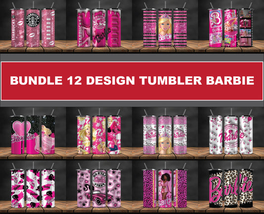 Bundle 12 Design Tumbler Barbie, Barbie 3D Skinny 20oz 13