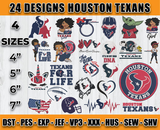 Houston Texans Football Logo Embroidery Bundle, Bundle NFL Logo Embroidery