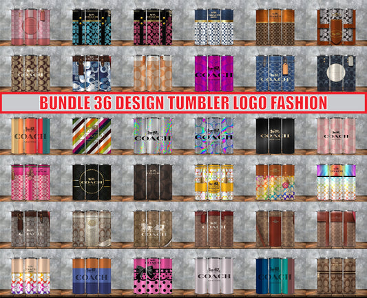 Bundle 36 Design Coach Tumbler Wraps, Coach Logo, Fashion Patterns, Logo Fashion Tumbler, Logo LV 3d Inflatable 141