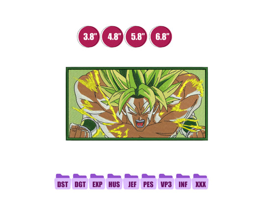 Broly Anime Embroidery Design, Anime Machine Embroidery Design 144