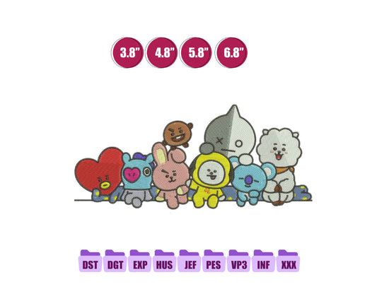 BT21 figure Anime Embroidery Design, Anime Machine Embroidery Design 146