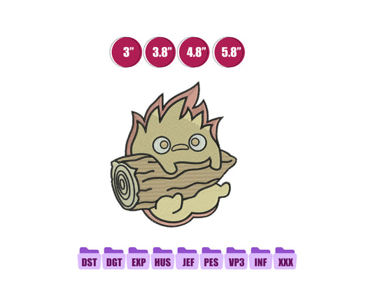 Calcifer Anime Embroidery Design, Anime Machine Embroidery Design 147