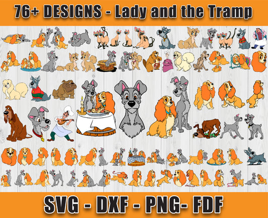 76 Designs Lady and the Tramp Svg Bundle, Bundle Cartoon Svg 14