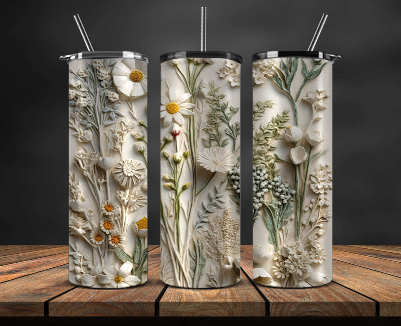 3D Flowers Tumbler Wrap, 3D Floral Sublimation Tumbler Design , 3D Tumbler Wrap,Instant Digital Download PNG 14