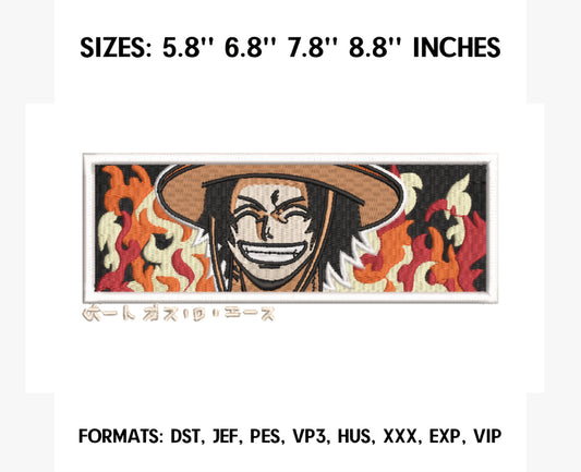 PORTGAS D ACE Anime Embroidery Design, Anime Machine Embroidery Design 15