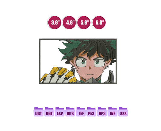Izuku Midoria Anime Embroidery Design, Anime Machine Embroidery Design 150