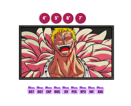 Doflamingo Anime Embroidery Design, Anime Machine Embroidery Design 153