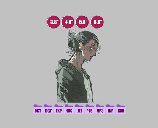 Eren Yeager Anime Embroidery Design, Anime Machine Embroidery Design 155