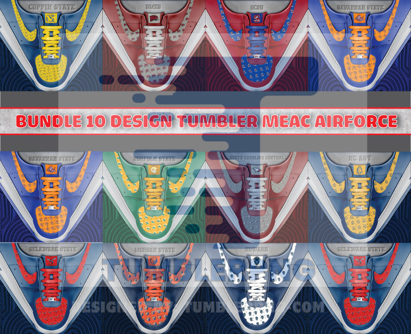 Bundle 10 Design Tumbler MEAC College , College Sneaker Tumbler Wrap ,Bundle Sport Tumbler 155
