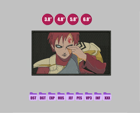 GAARA Anime Embroidery Design, Anime Machine Embroidery Design 158