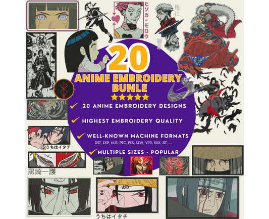 20 Anime Embroidery Designs, Anime Embroidery Bundles 15