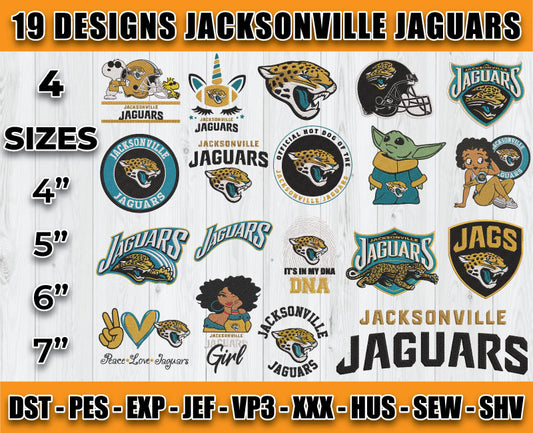Jacksonville Jaguars Football Logo Embroidery Bundle, Bundle NFL Logo Embroidery
