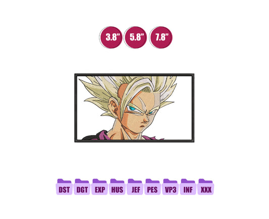Gohan Anime Embroidery Design, Anime Machine Embroidery Design 161