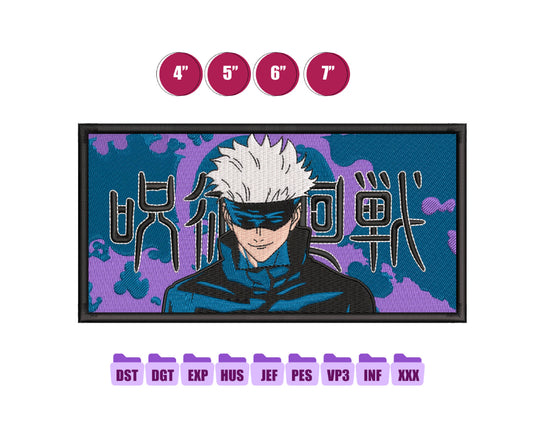 Gojo Anime Embroidery Design, Anime Machine Embroidery Design 162